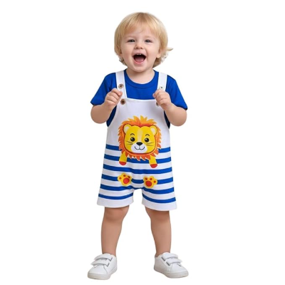 Cotton Printed Dungaree Set 