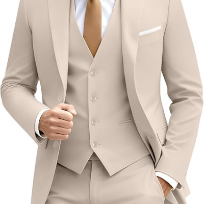 FASHION IMPACT Men 3 Piece Slim Fit Suit 